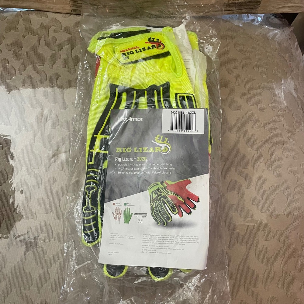 HexArmor Rig Lizard 2020 Impact Resistant Work Gloves Size 11 XXL Hi-Vis New
